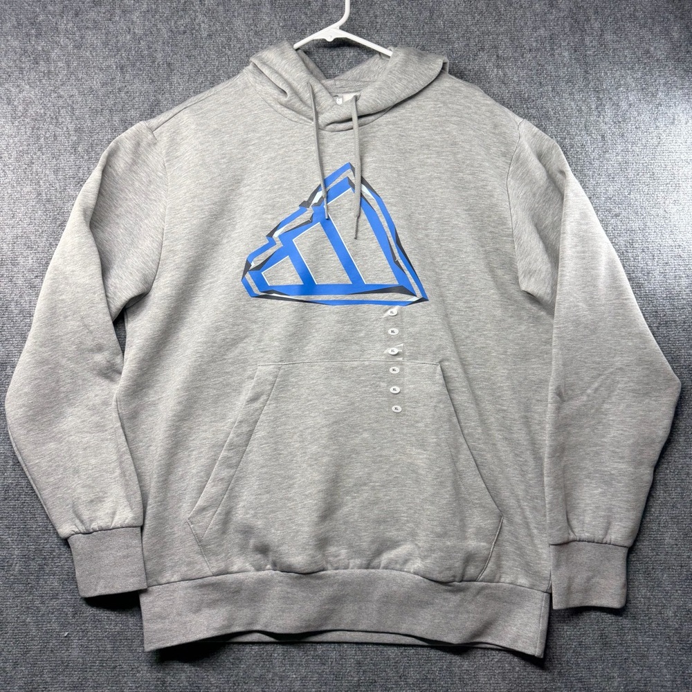 Adidas Men's Grey Pullover Hooded Sweatshirt with Mountain Logo Size XL NWT